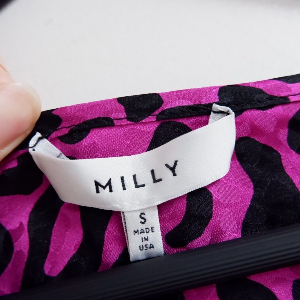 MILLY ITALIAN SILK LEOPARD PRINT MAGENTA BLOUSE NEW WITH TAGS ✨ - Picture 3 of 8